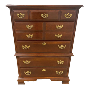 Solid Cherry Wood 'American Independence Collection' Georgian Chest on Chest Made in North Carolina by American Drew - Vintage 1980s