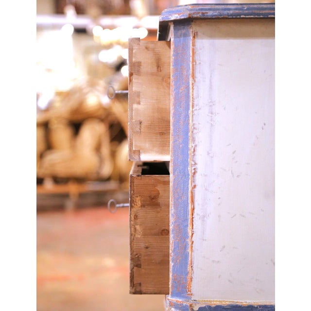 Pair of 19th Century French Louis-Philippe Carved Painted Commodes Nightstands For Sale - Image 9 of 14