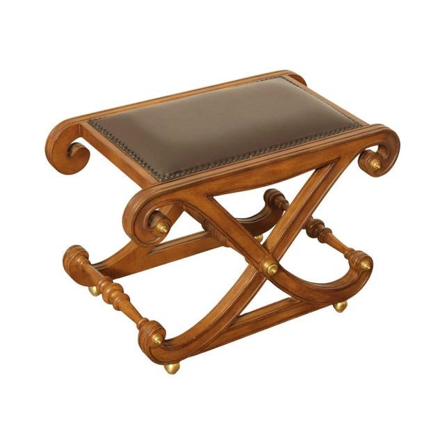 Mid 20th Century Regency Style Curved X-Base Stool For Sale - Image 13 of 13