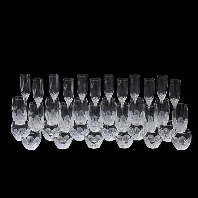 Elevate your glassware collection with this stunning Mid-Century Modernist Sevres Primavera Pattern Cut Crystal Glassware...