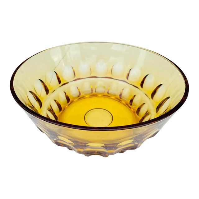Vintage Mid Century Modern Amber Glass Serving Bowl For Sale