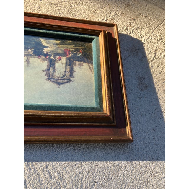 Textile Mid Century Venetian Scene Prints Original Framed a Pair For Sale - Image 7 of 7