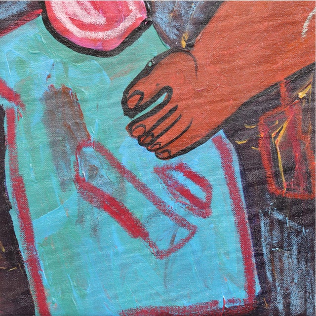 Bed Rotting I - Expressive Abstract Colorful Figurative Cubist Portrait Painting Original Artwork by Valerie Etitinwo For Sale - Image 4 of 8