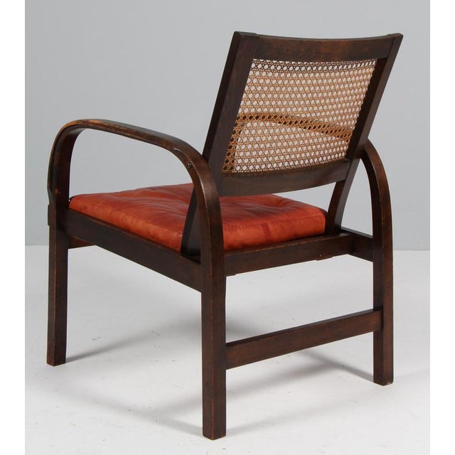 Armchair in Beech, Cane and Leather by Magnus Stephensen for Fritz Hansen 1930s For Sale - Image 8 of 10