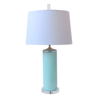 Robin's Egg Blue Glass Cylinder Lamp For Sale