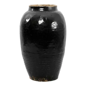 Mid-Century Vintage Black Porcelain Glazed Jar