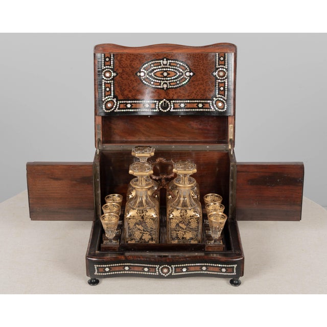 19th Century French Marquetry Tantalus Cordial Decanter Set - Set of 11 For Sale - Image 10 of 18