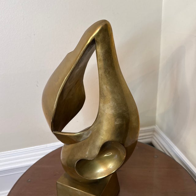 Vintage Abstract Geometetric Bronze Sculpture Signed For Sale In Atlanta - Image 6 of 12