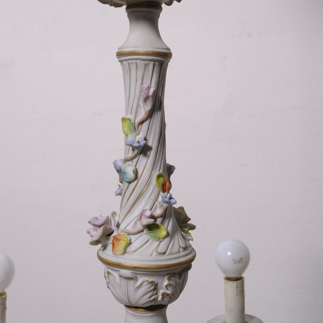 5-Arm Capodimonte Chandelier with Floral Decor, 1960s For Sale - Image 15 of 17