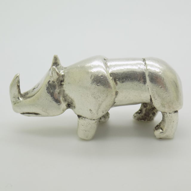 Vintage Italian Genuine Silver 800 Heavy Rhino Figurine Sculpture, 1970s For Sale - Image 10 of 10