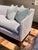 Elegant Vintage Sofa in great condition- completely reupholstered with new muslin base and removable blue and white...