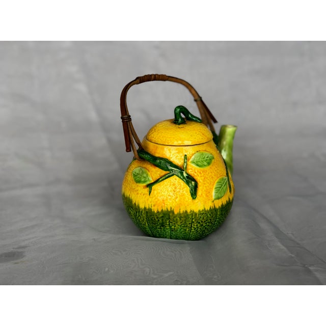 Decorative Ceramic Teapot With Bamboo Handle For Sale - Image 11 of 13