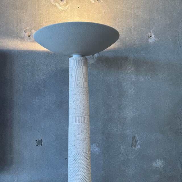 1980s Post Modern Cream Plaster Column Floor Lamp For Sale - Image 12 of 12