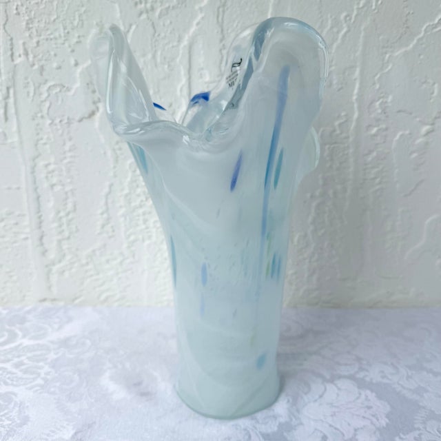 Italian Italian Hand-Blown Art Glass Vase Made in the Murano Tradition For Sale - Image 3 of 7