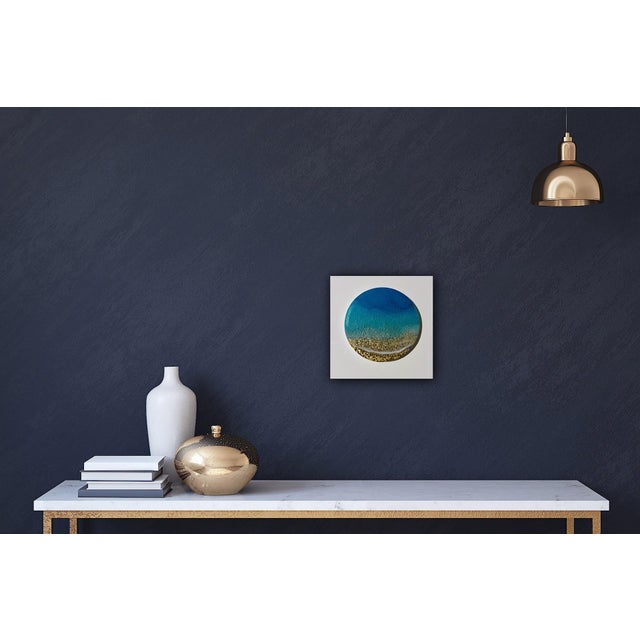 Abstract Waves Of Love by Ana Hefco | Mixed Media on ceramic depicting ocean waves and sandy shore. For Sale - Image 3 of 5