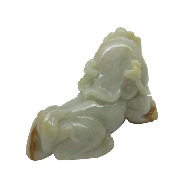 Hand Carved Natural Green Jade Feng Shui Lucky Pixiu Figure Pendant For Sale - Image 4 of 7