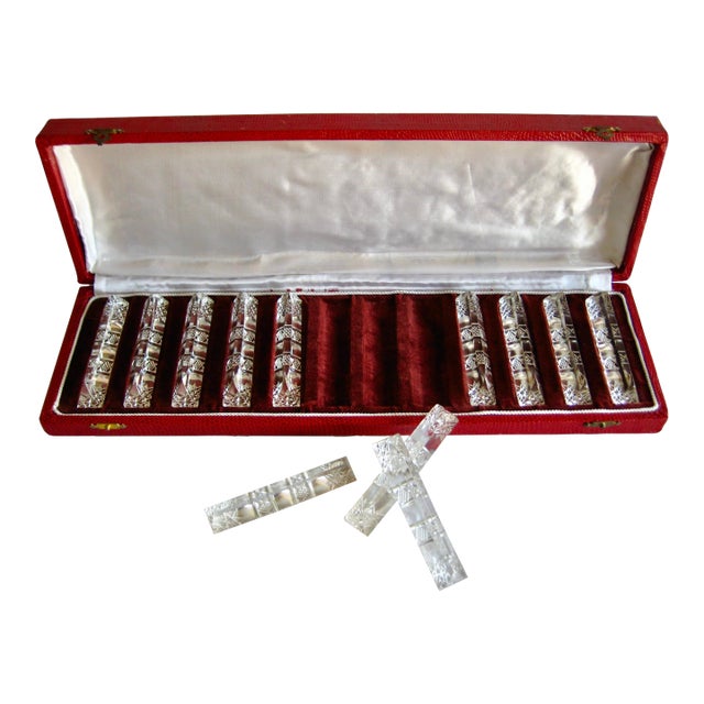 1960s French Cut Crystal Baccarat Style Knife Rest Set of Twelve For Sale