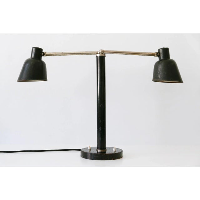 German Bauhaus Metal 2-Armed Table Lamp from Bünte und Remmler, 1920s For Sale - Image 4 of 18
