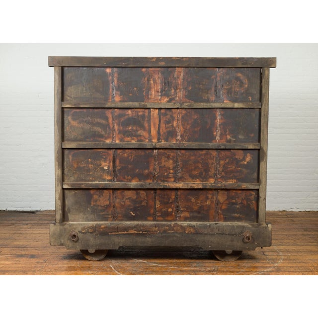 Japanese Meiji Period Late 19th Century Merchant's Chest Mounted on Wheels For Sale - Image 11 of 12