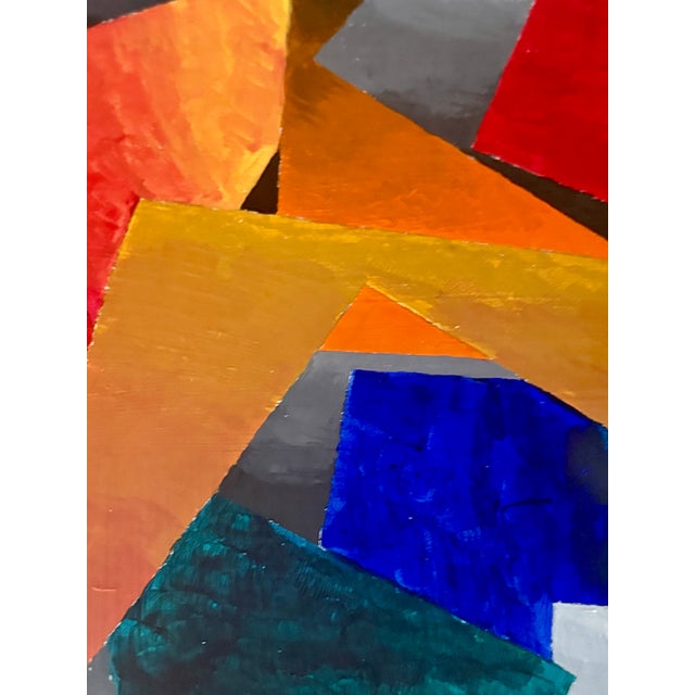 1990s Painting - Abstract Geometry Oil Painting For Sale - Image 5 of 11