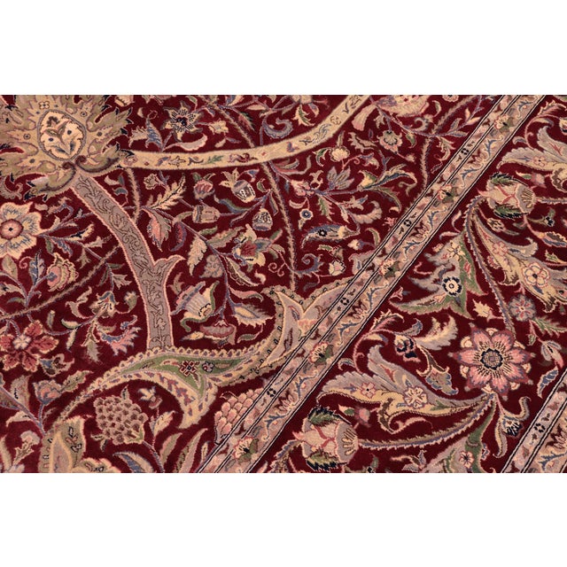 1990s Art Nouveau Floral 1990's Pak-Persian Red/Green Wool Rug - 9'0'' X 12'3'' For Sale - Image 5 of 9
