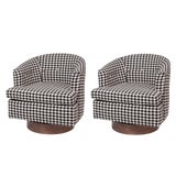 Image of Custom 1960s Houndstooth Swivel Lounge Chairs- A Pair For Sale