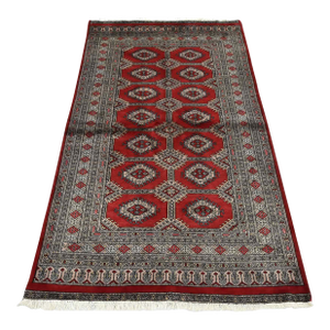 Bokhara Rug 4’1” X 6’10” Red Wool Tribal Hand-Knotted Oriental Carpet