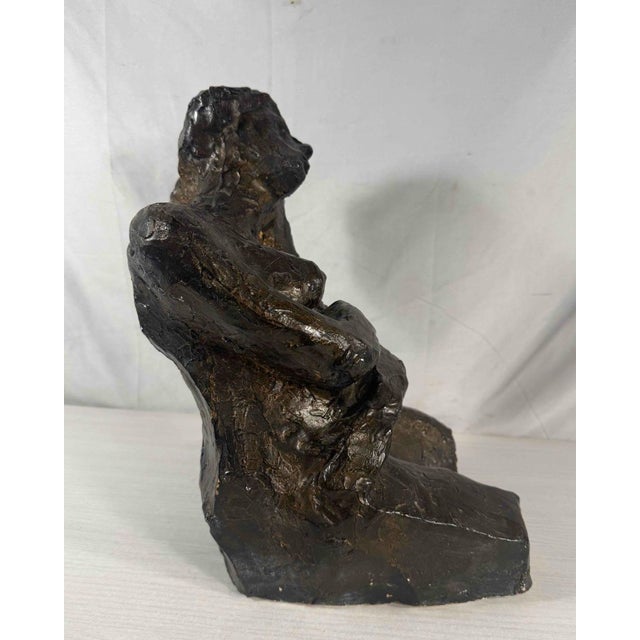 "Seated Female"— Bronze-Finish Plaster Sculpture, Herbert Simon 1965 For Sale - Image 4 of 5