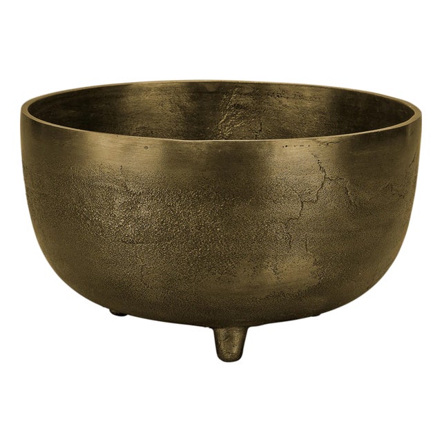 Jamie Young Relic Metal Large Footed Decorative Bowl For Sale