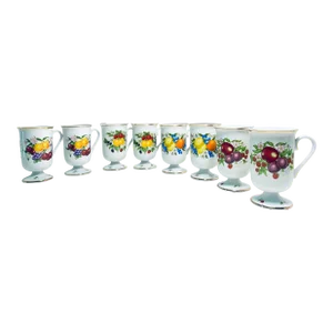 1990s Lenox Orchard Hostess Porcelain Cappuccino Mugs, Set of 8