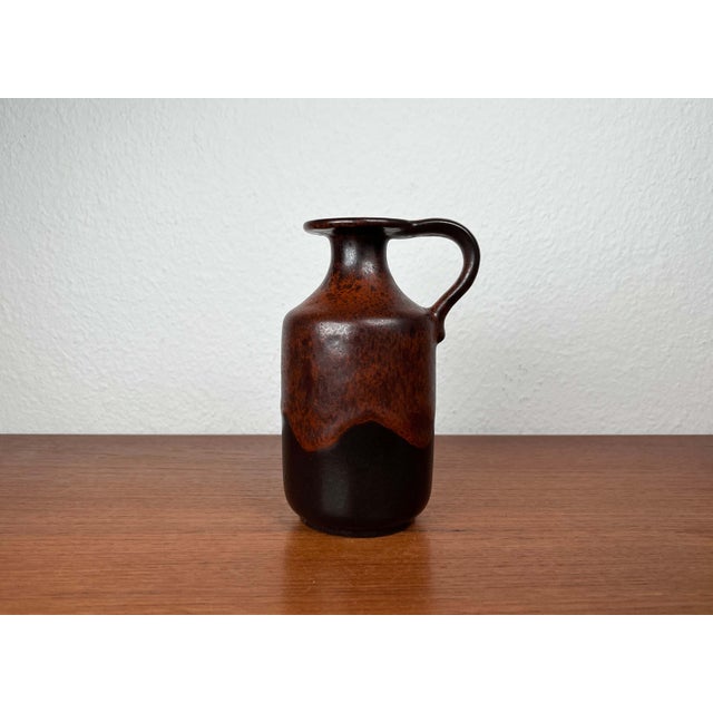 Brown Mid-Century Modern German Pottery Fat Lava Vase from Ceramano, 1960s For Sale - Image 8 of 18