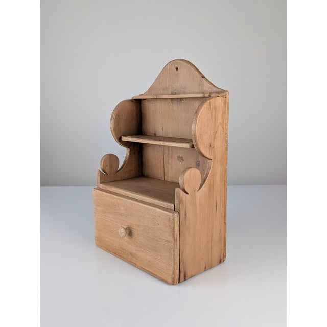 Hand-Carved Folk Art Pine Cutlery Rack with Drawer, 1950s For Sale - Image 11 of 18