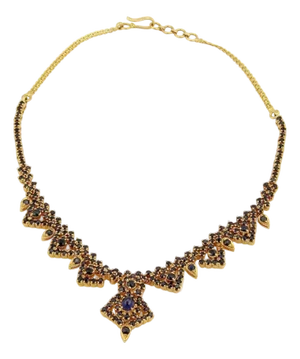 22k Gold & Blue Sapphires Necklace 14.5" Long