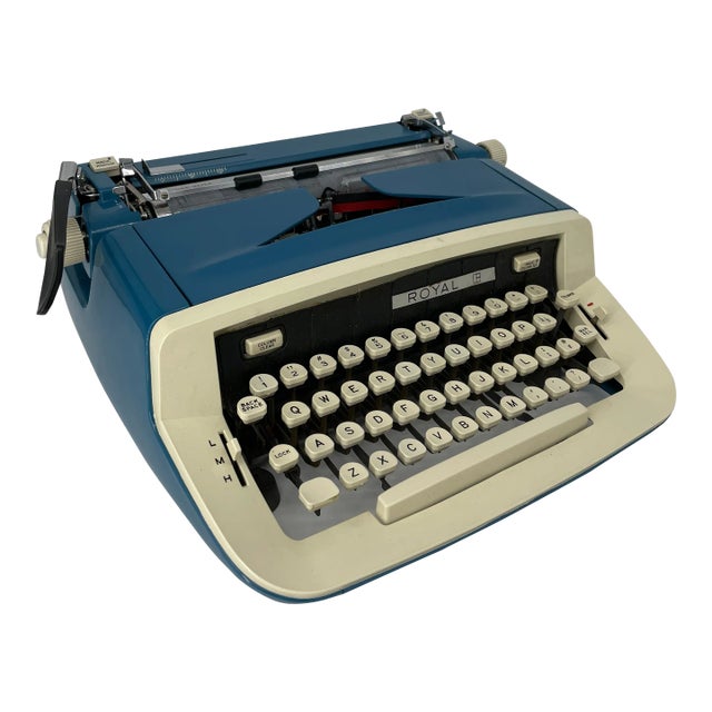 Vintage Blue Royal Precision Portable Typewriter With Case For Sale