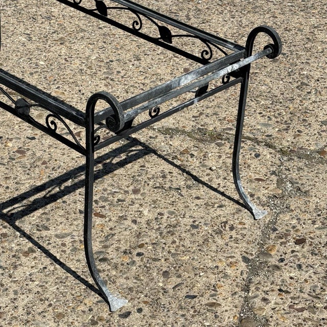 Mid 20th Century Vintage Salterini Art Nouveau Wrought Iron Garden Patio Rectangular Coffee Table For Sale - Image 5 of 12