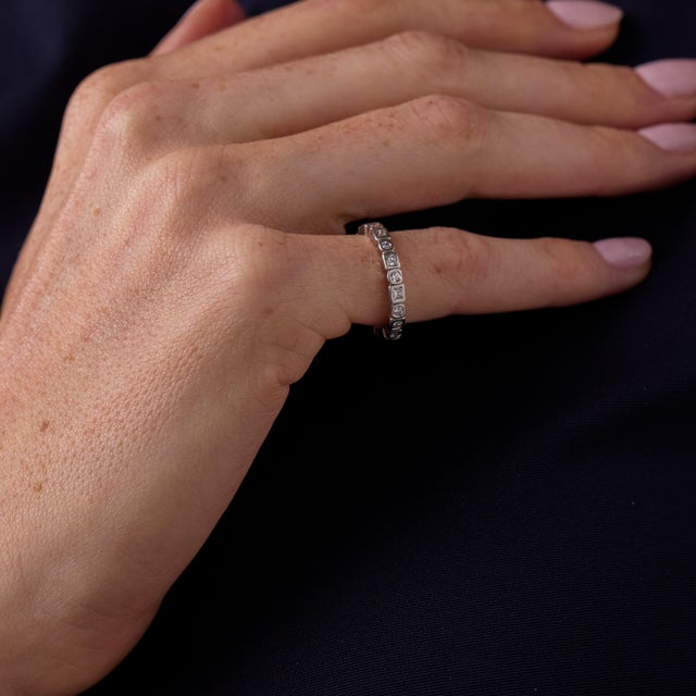 Vintage Diamond Platinum Eternity Band, Size 5.5 For Sale - Image 4 of 5