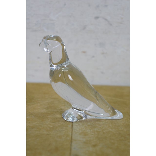 Baccarat French Crystal Clear Glass Parrot Bird Paperweight Figurine 4" For Sale - Image 6 of 14