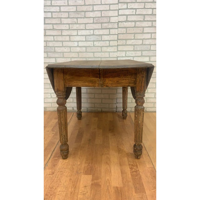 Antique Farmhouse Drop-Leaf Turned Leg Table For Sale - Image 9 of 9