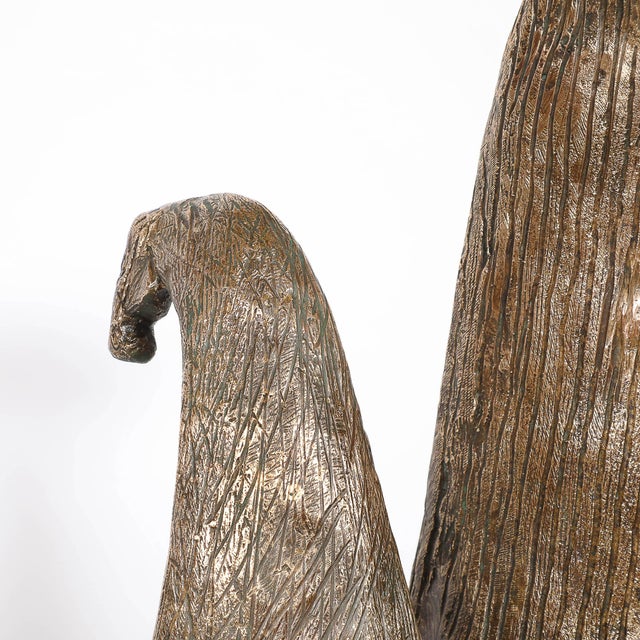 Mid-Century Modern Mid-Century Bronze Signed Gloria Ellies Stylized Horseman Sculpture Edition 4/6 For Sale - Image 3 of 17