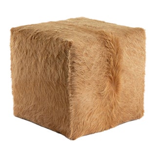 Long Hair Cowhide Cubed Ottoman For Sale