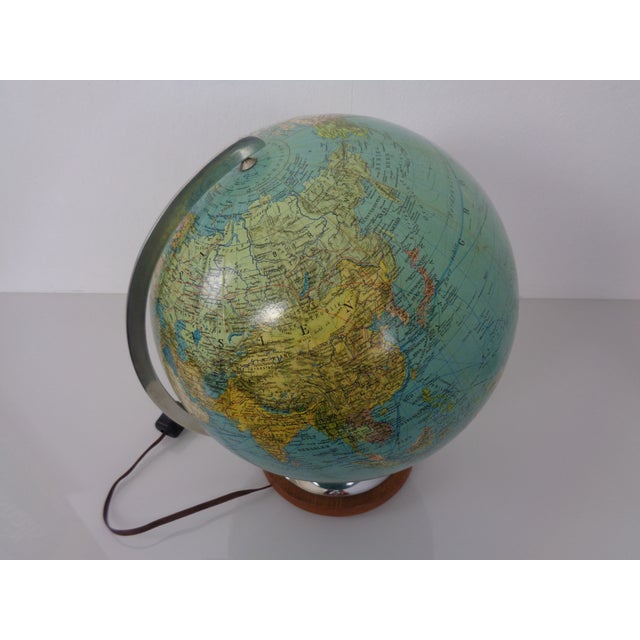 Wood Vintage Illuminated Duo Glass Globe by Paul Oestergaard for Columbus, Germany, 1950s For Sale - Image 7 of 18