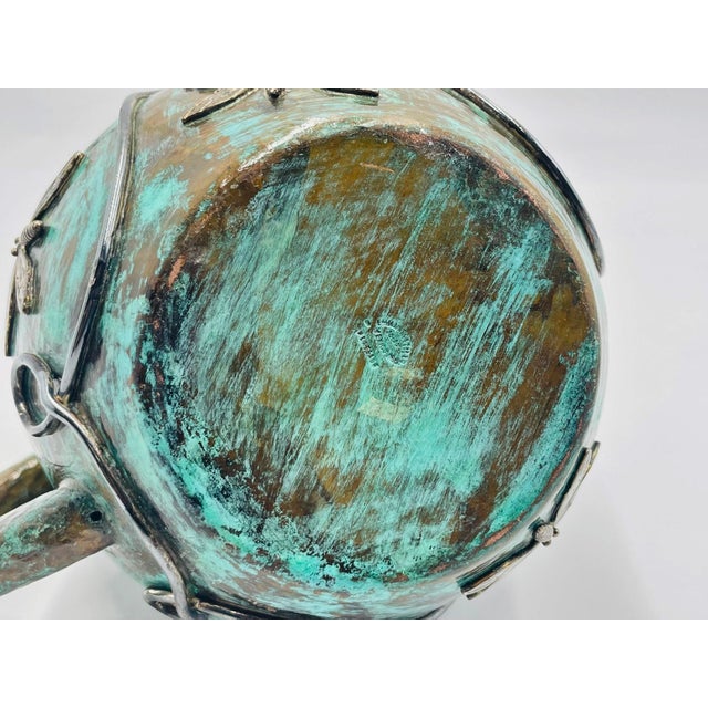 1980s Emilia Castillo Silver Plated Water Pitcher With Butterflies & Verdigris Patina For Sale - Image 17 of 18
