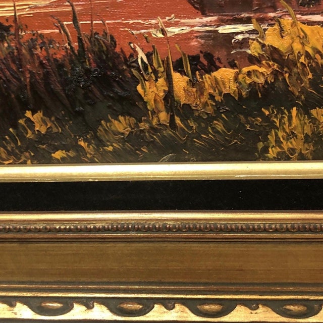 Mid 20th Century Large Mid-Century Modern Framed Landscape Oil Painting For Sale - Image 5 of 5