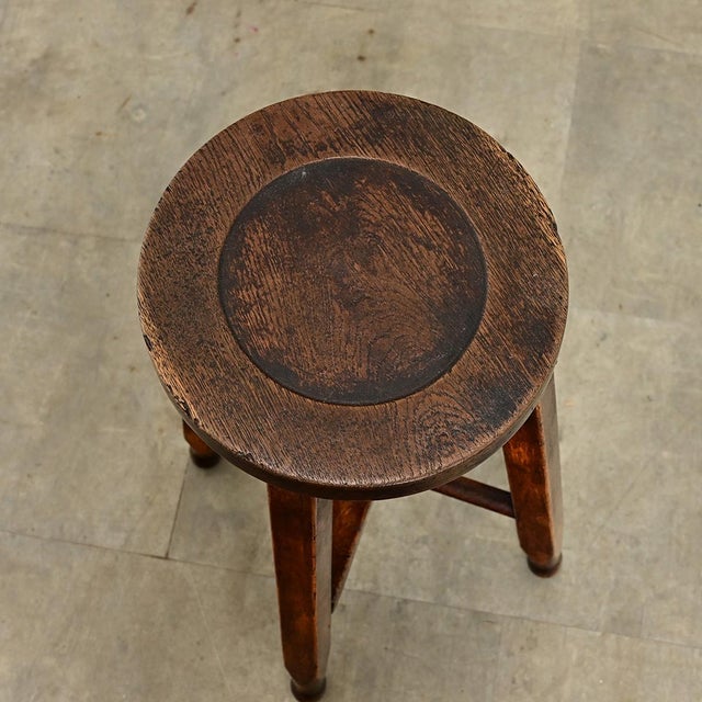English English 19th Century Oak Arts & Crafts Stool For Sale - Image 3 of 9