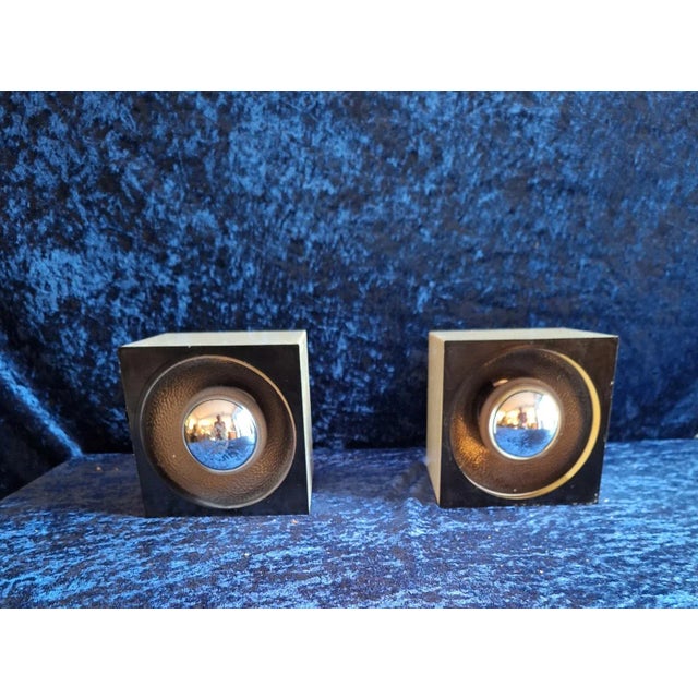 Vintage Adjustable Wall Lamps with Cream White Cube-Shaped Plastic Housing, Black Plastic Cover and Mount, 1970s, Set of...