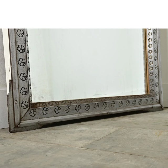 Silver French Early 20th Century Steel Framed Mirror For Sale - Image 8 of 10