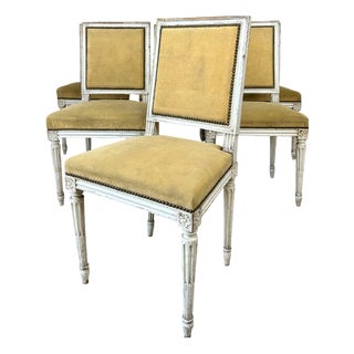 Louis XVI Style White Lacquered Chairs, 1900s, Set of 6 For Sale