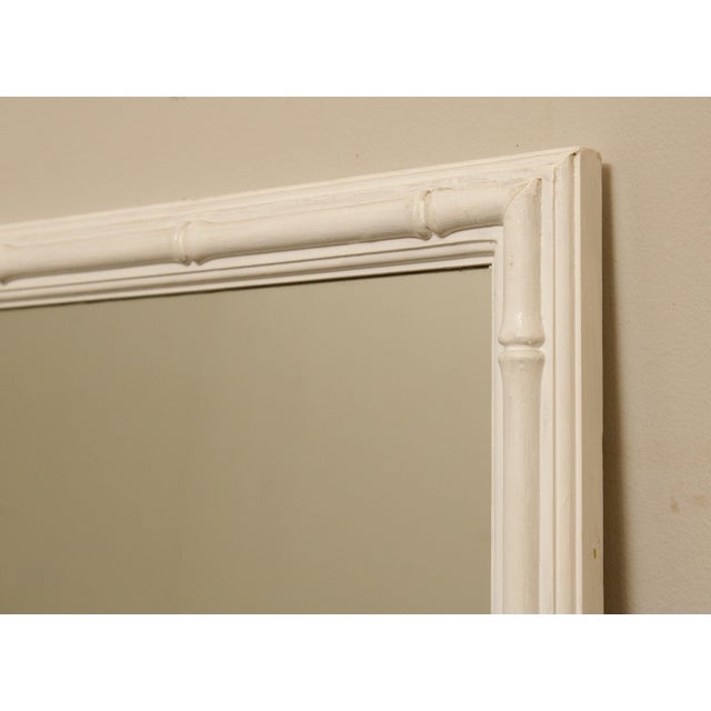 White Hollywood Regency Vintage White Painted Faux Bamboo Wall Mirror For Sale - Image 8 of 13
