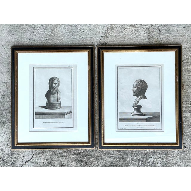 Vintage 18th Century Italian Etchings of Roman Busts - Set of 2 For Sale - Image 4 of 12