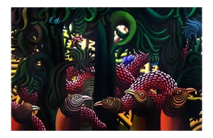 Precencia Magica de una Serpiente - Acrylic on Canvas by H. Bermudez - 1985 1985